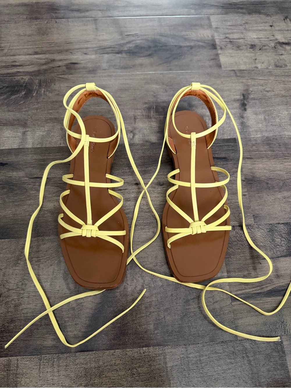 & Other Stories Yellow Strappy Lace-Up Flat Sandals